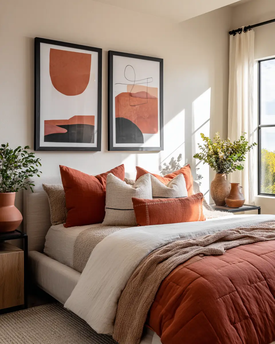 Terracotta Transitional Bedroom Decor Ideas