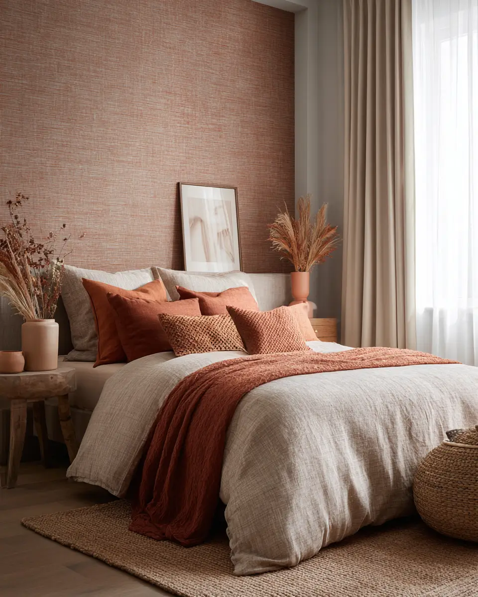 Terracotta Transitional Bedroom Decor Ideas