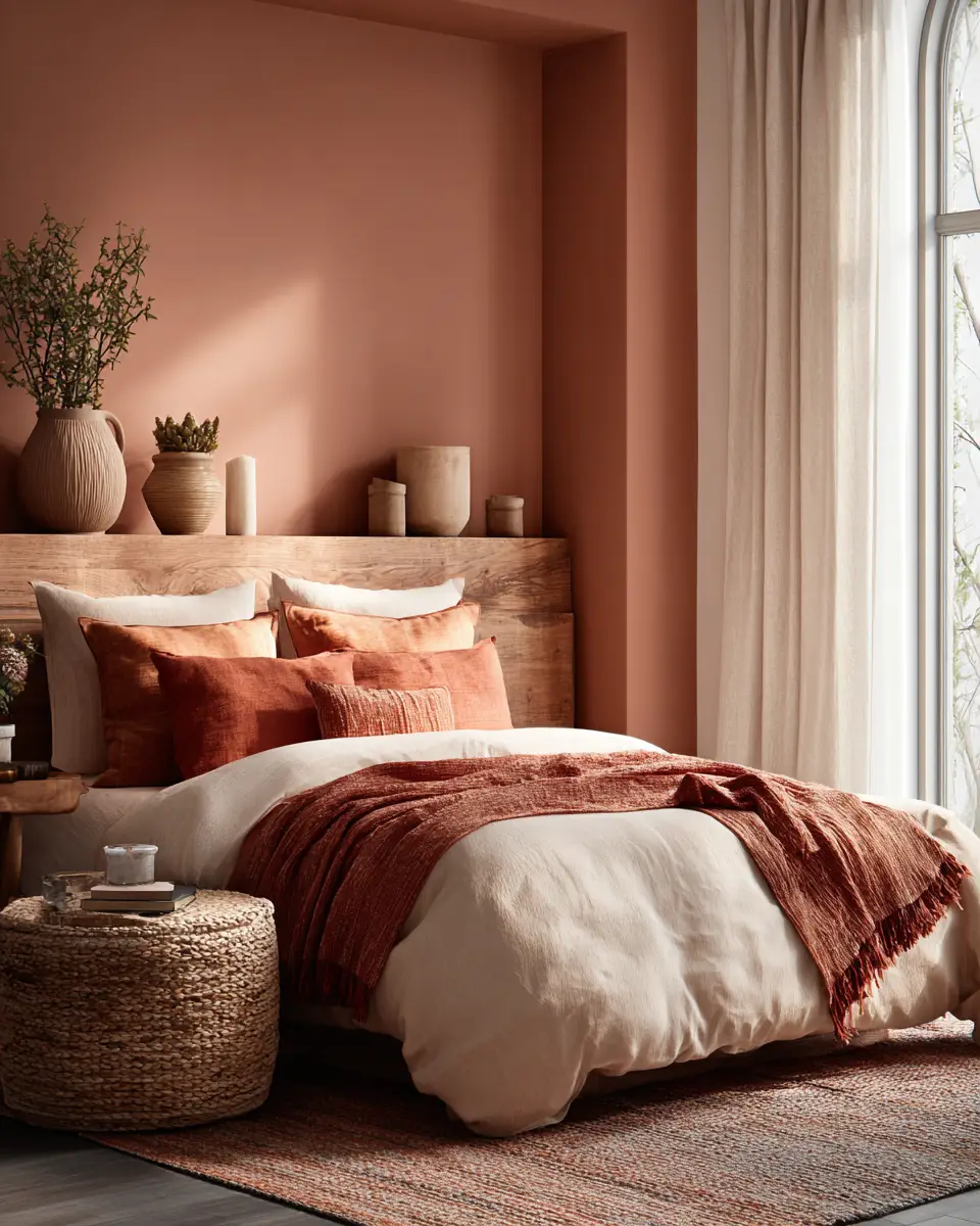 Terracotta Transitional Bedroom Decor Ideas