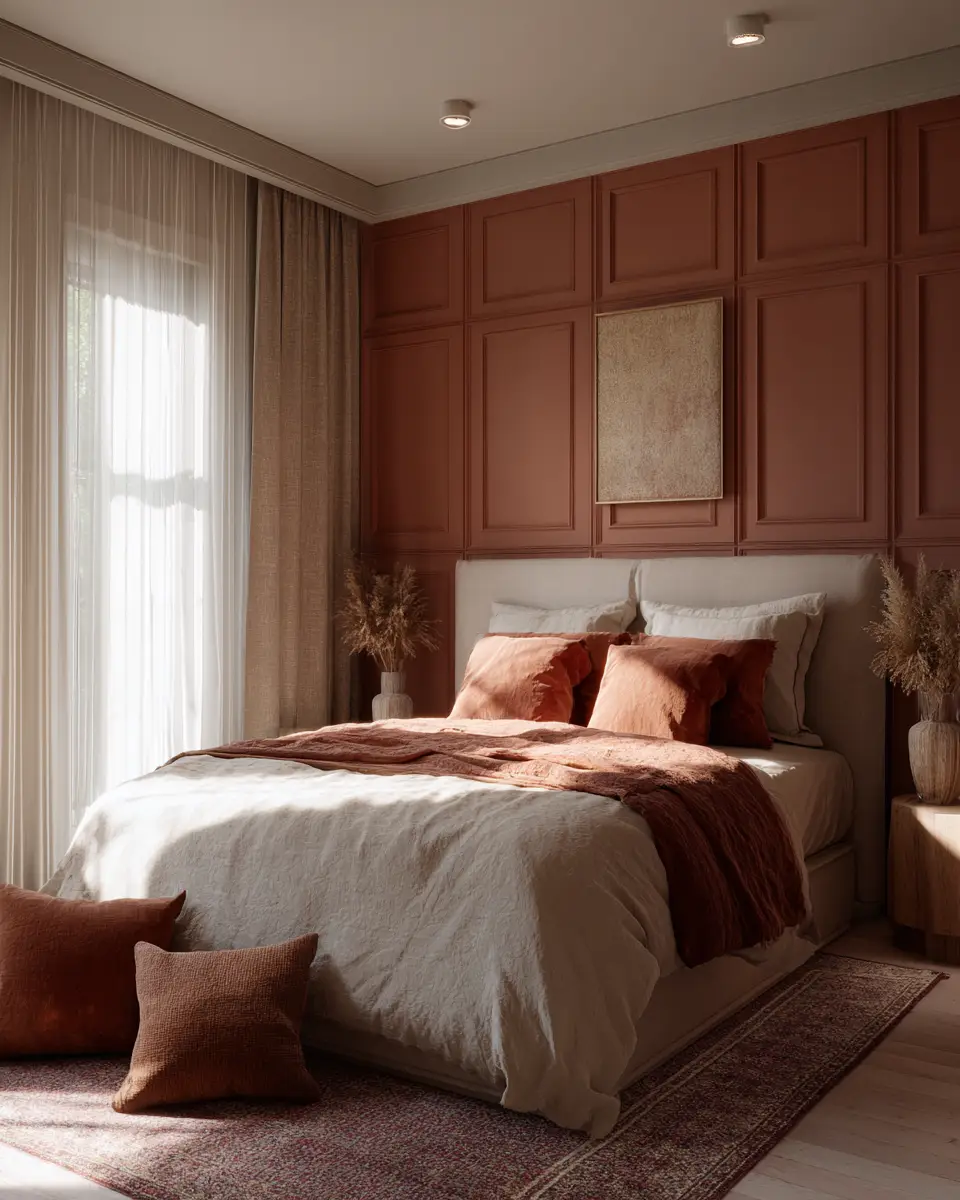 Terracotta Transitional Bedroom Decor Ideas