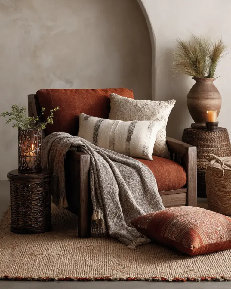 Terracotta Transitional Living Room Decor Ideas - Featured