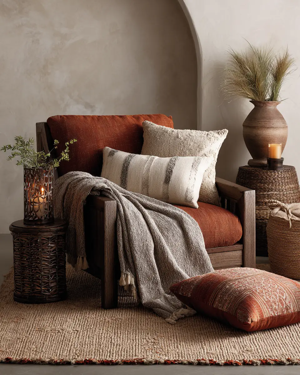Terracotta Transitional Living Room Decor Ideas - Featured