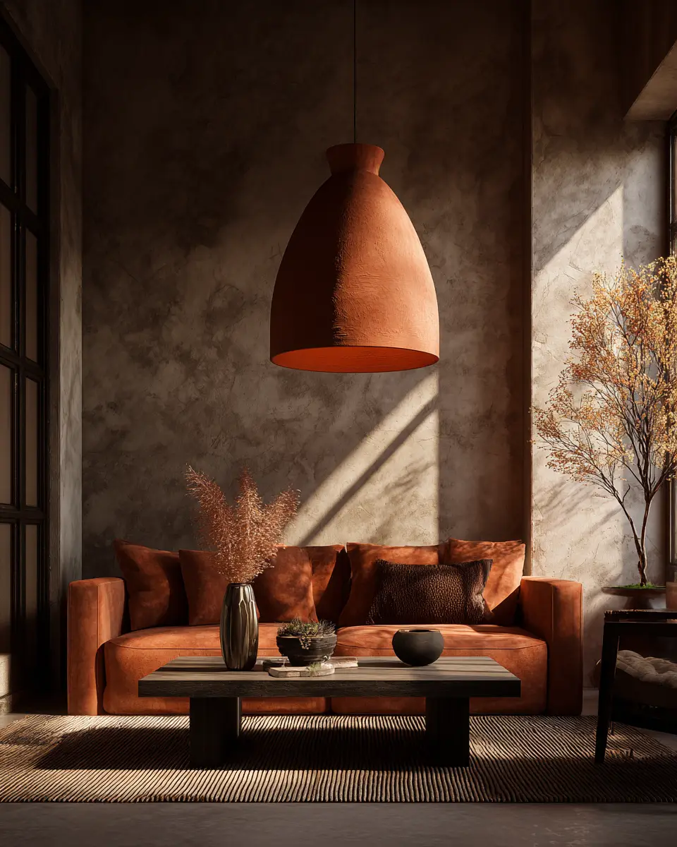 Terracotta Transitional Living Room Decor Ideas