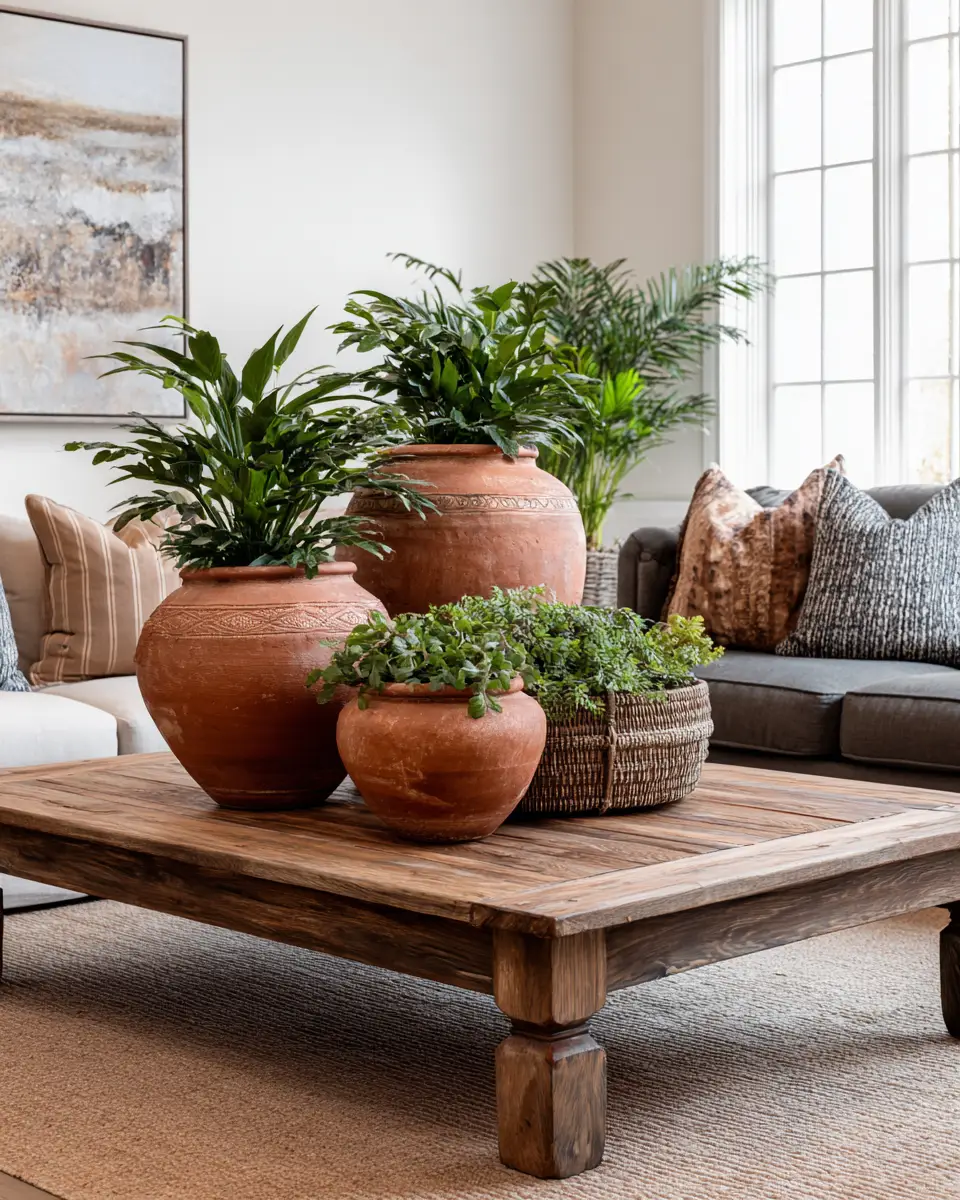 Terracotta Transitional Living Room Decor Ideas