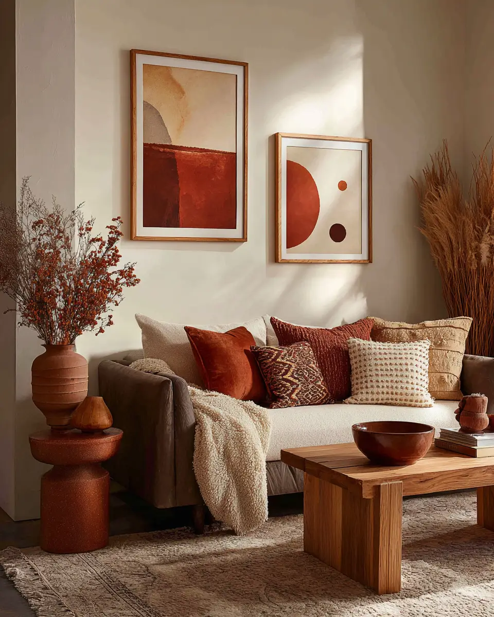 Terracotta Transitional Living Room Decor Ideas