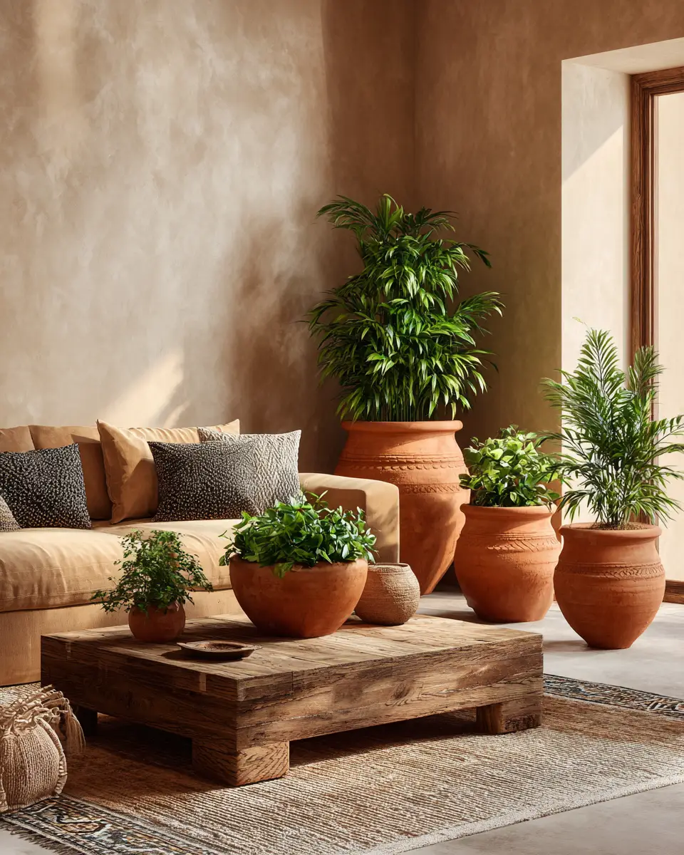 Terracotta Transitional Living Room Decor Ideas