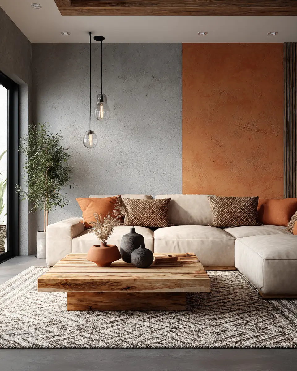 Terracotta Transitional Living Room Decor Ideas