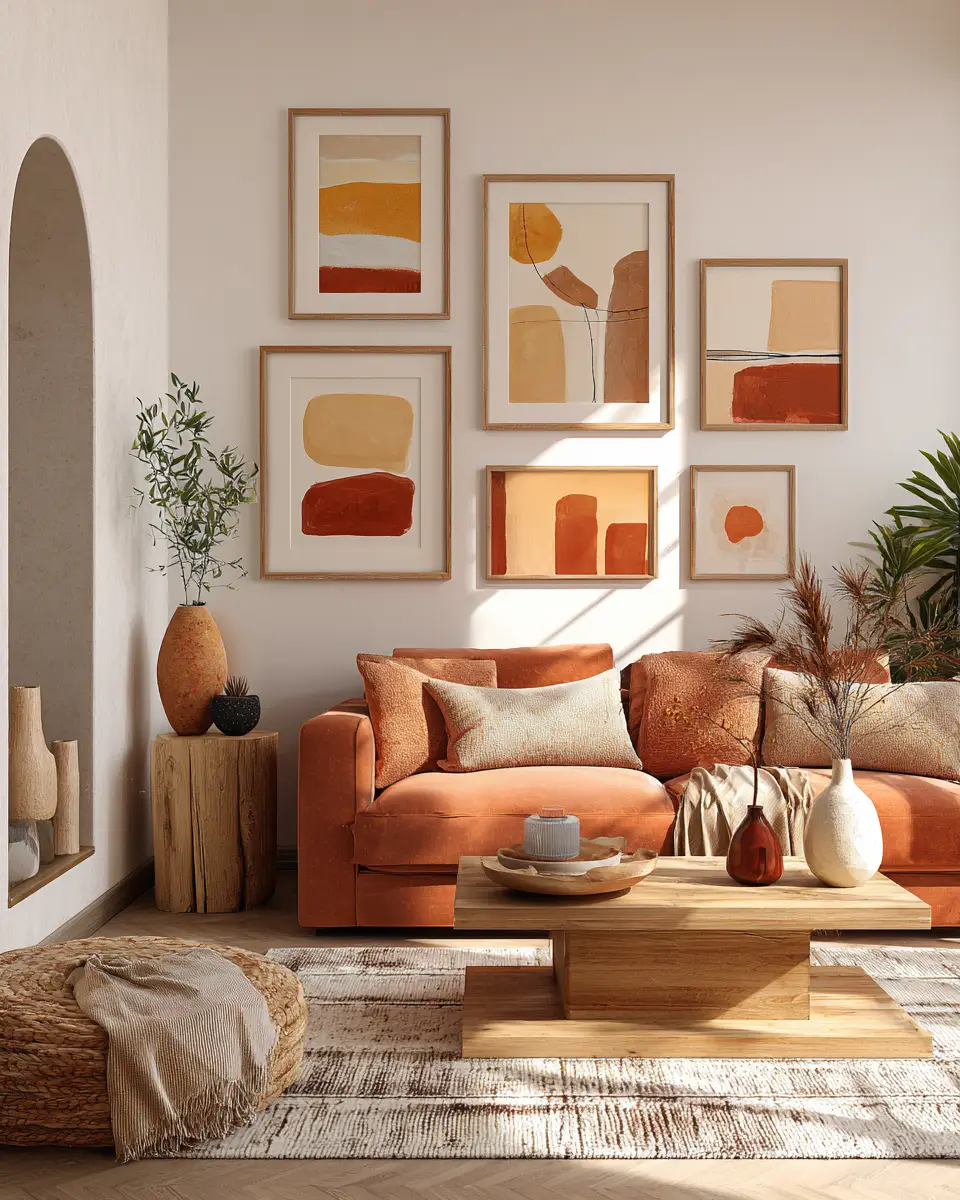 Terracotta Transitional Living Room Decor Ideas