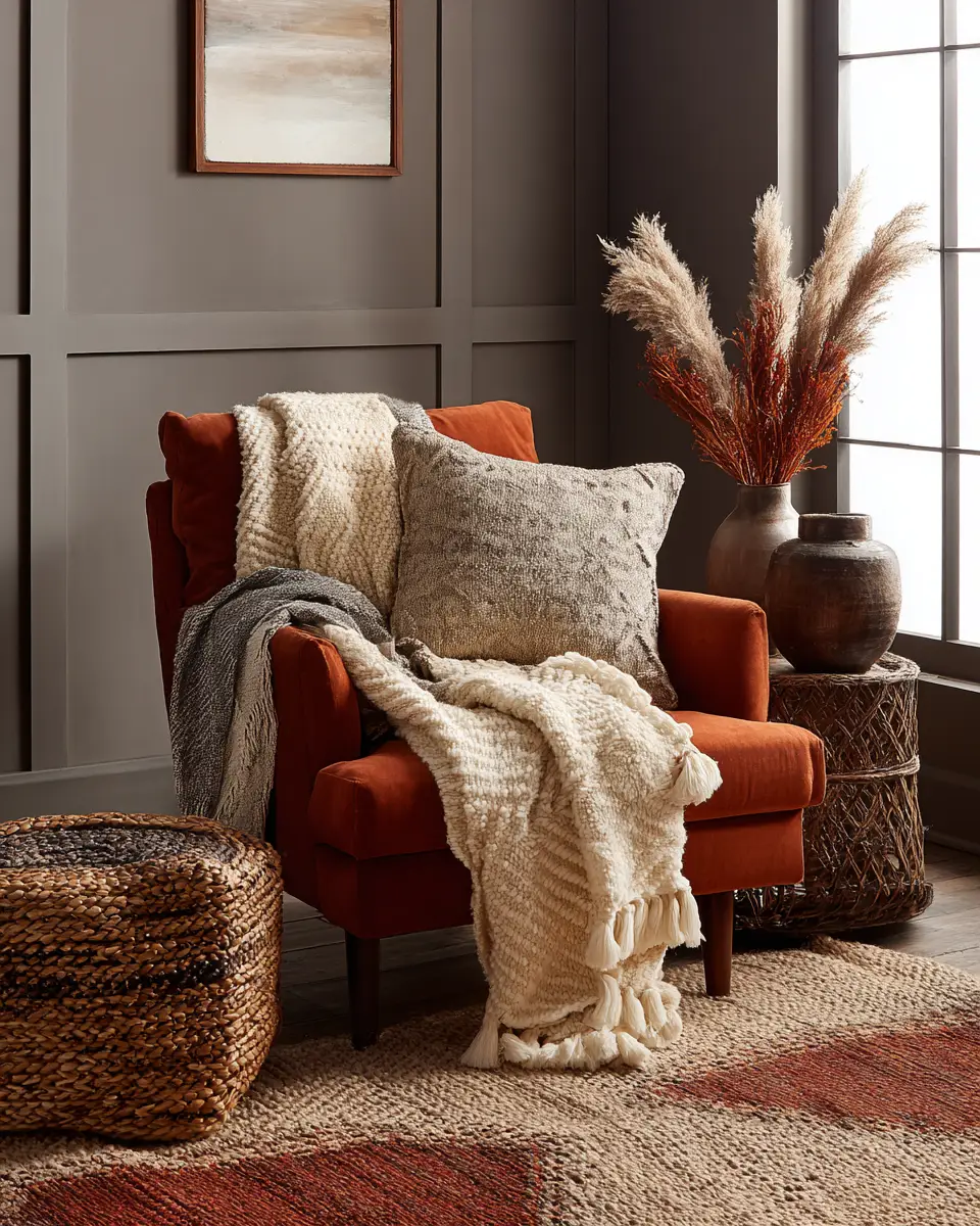 Terracotta Transitional Living Room Decor Ideas