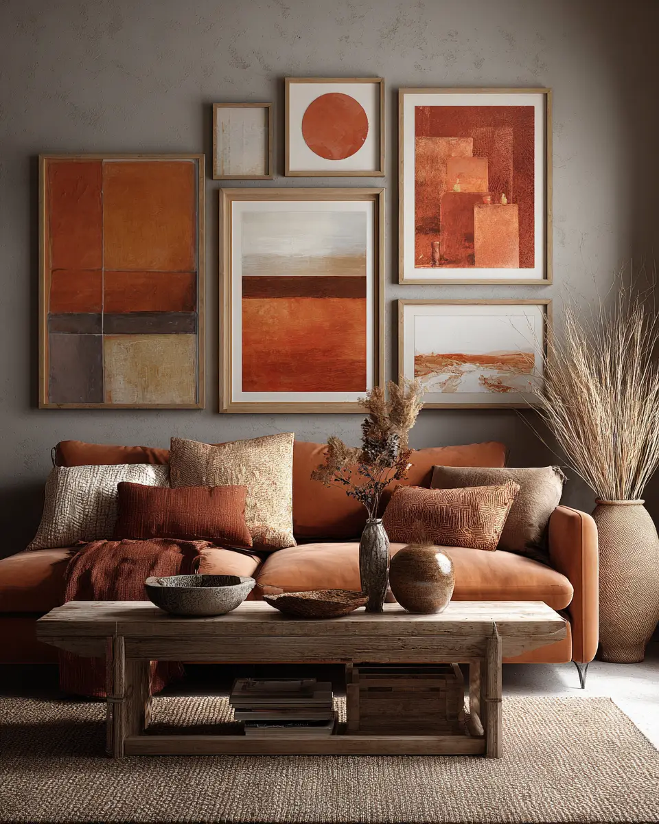 Terracotta Transitional Living Room Decor Ideas