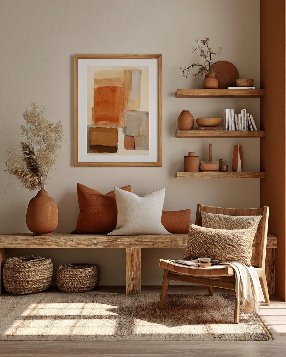 Terracotta Transitional Living Room Decor Ideas