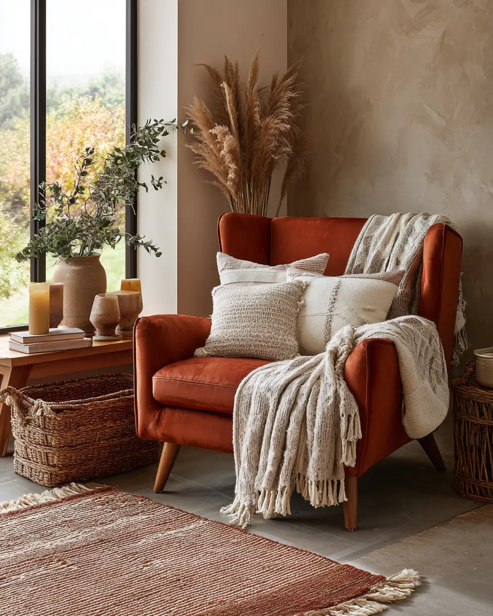 Terracotta Transitional Living Room Decor Ideas