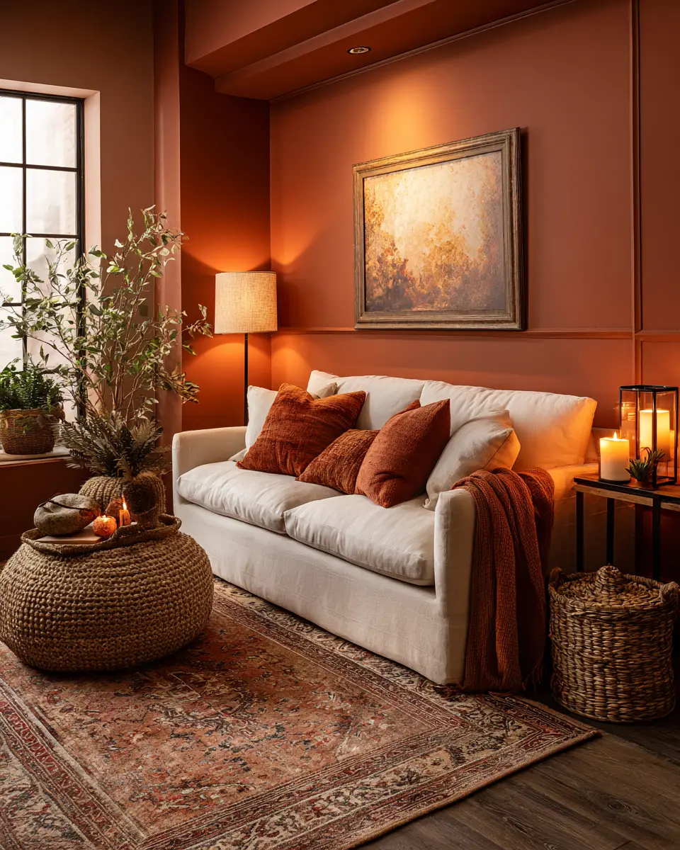Terracotta Transitional Living Room Decor Ideas