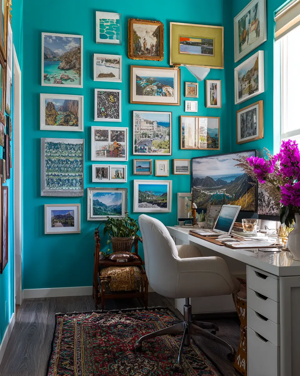 Turquoise Boho Home Office Decor Ideas - Featured
