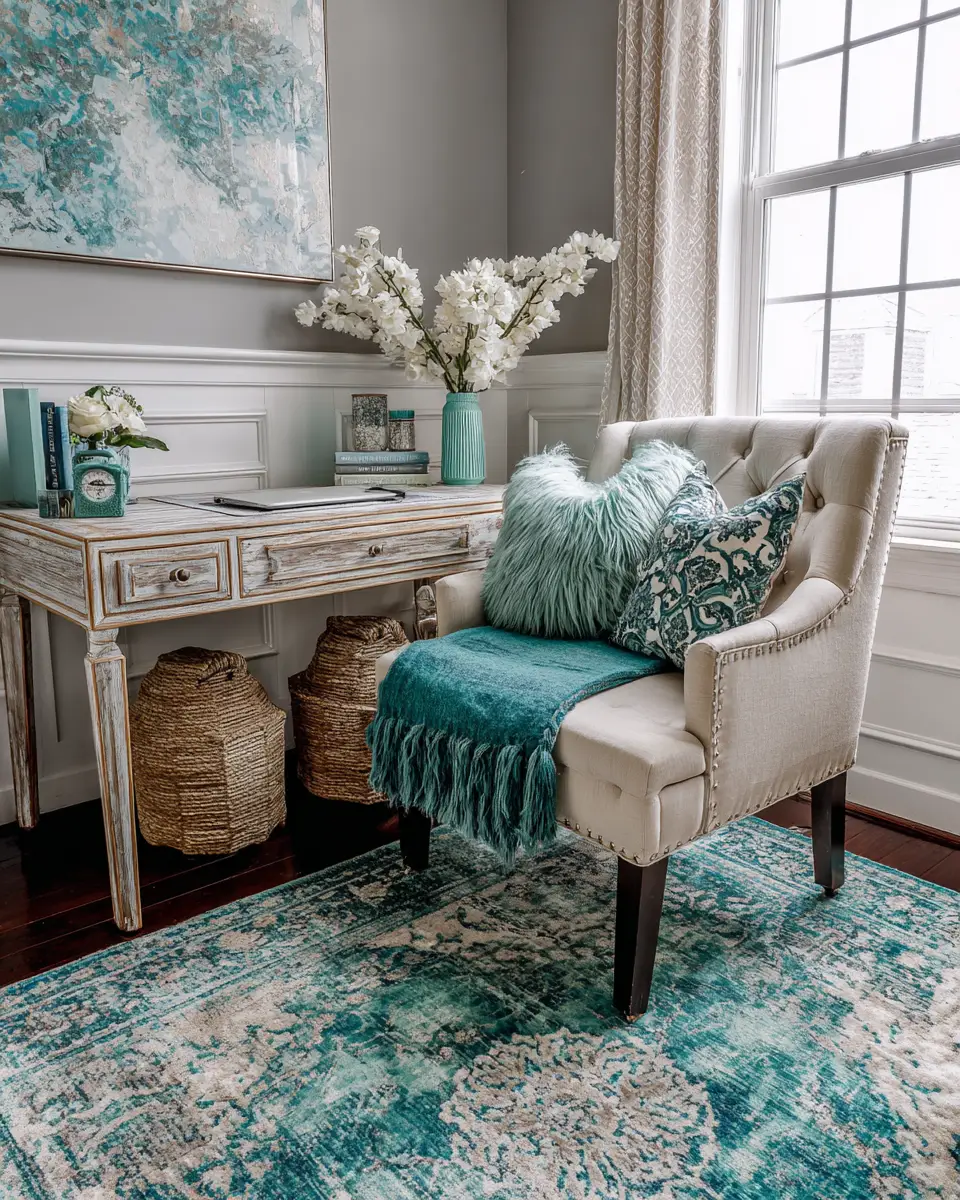 Turquoise Boho Home Office Decor Ideas