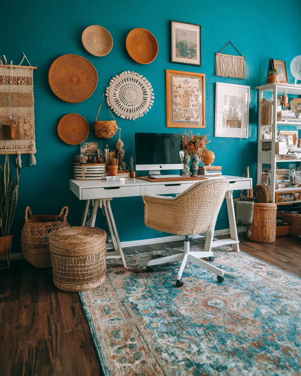 Turquoise Boho Home Office Decor Ideas