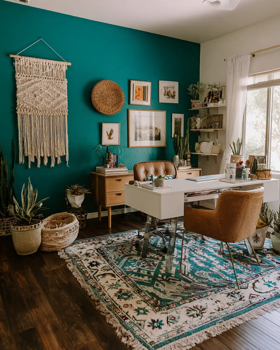 Turquoise Boho Home Office Decor Ideas