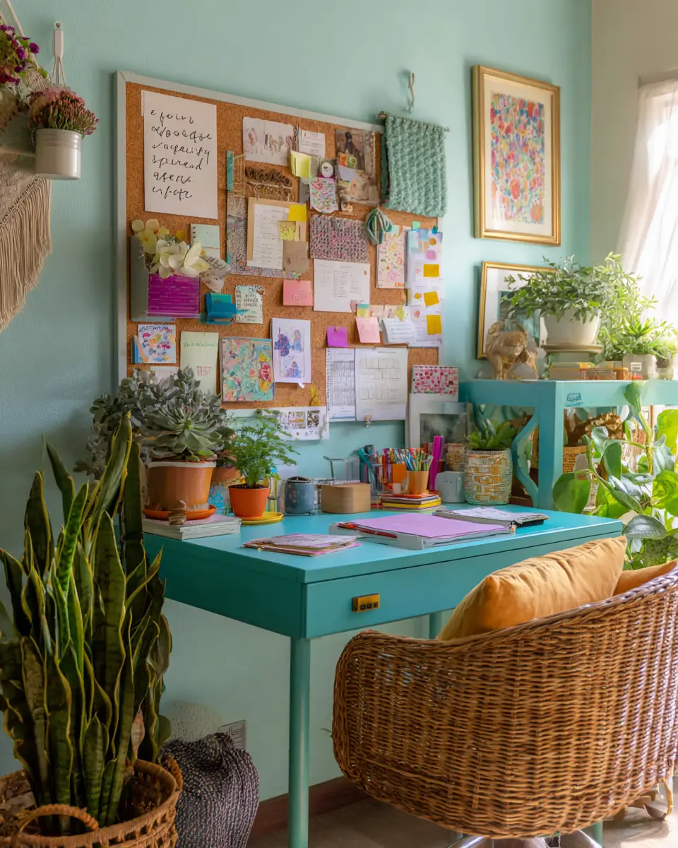 Turquoise Boho Home Office Decor Ideas