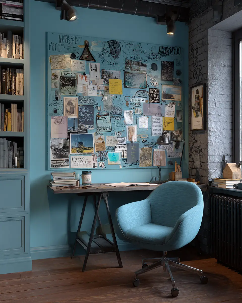 Turquoise Industrial Home Office Decor Ideas
