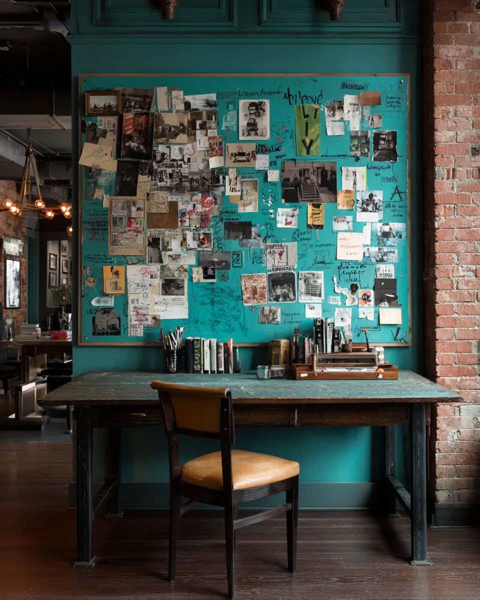 Turquoise Industrial Home Office Decor Ideas