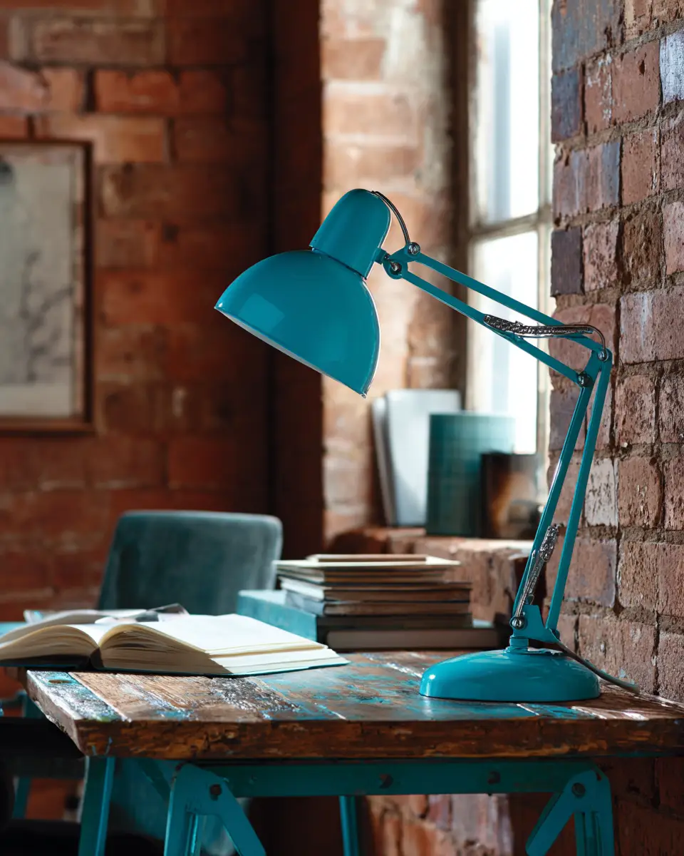 Turquoise Industrial Home Office Decor Ideas