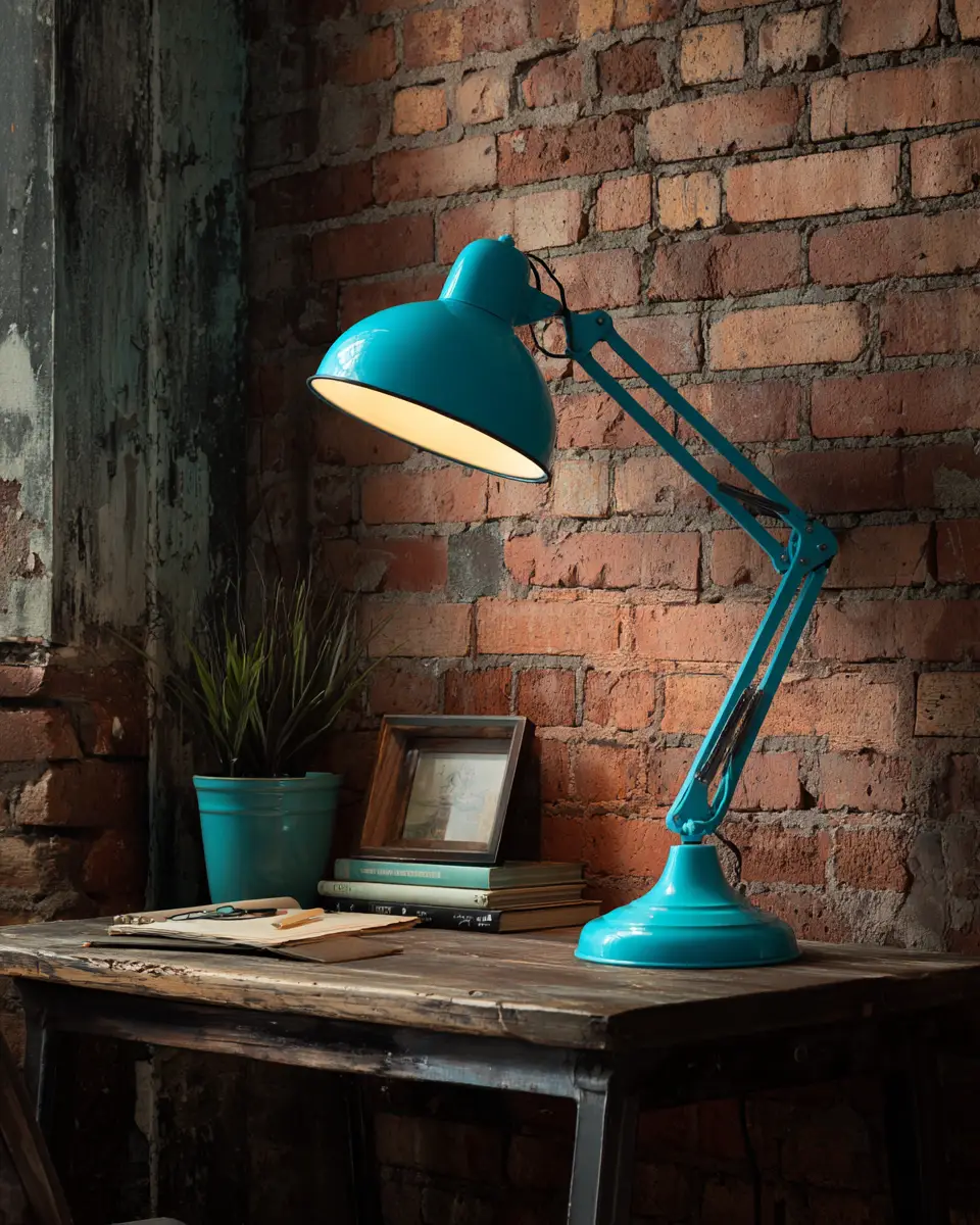 Turquoise Industrial Home Office Decor Ideas