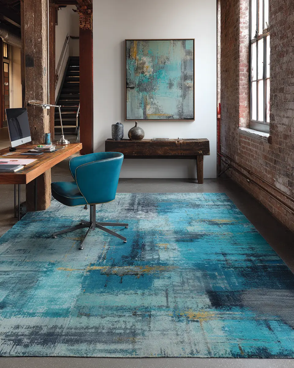 Turquoise Industrial Home Office Decor Ideas