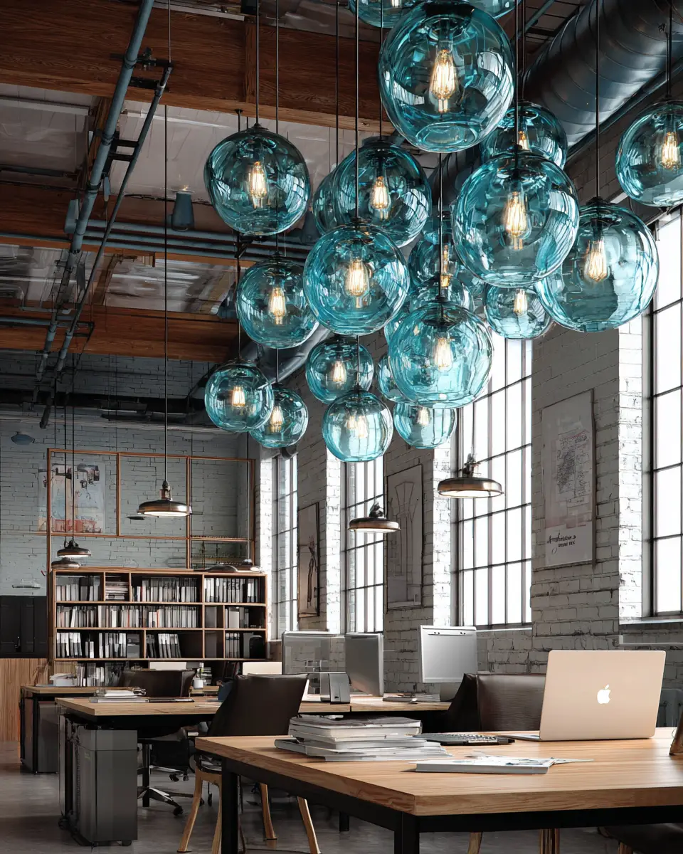 Turquoise Industrial Home Office Decor Ideas