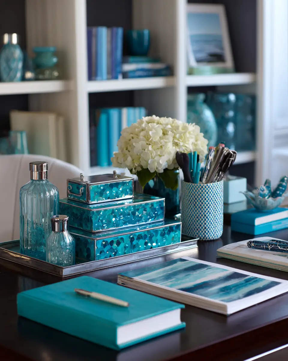 Turquoise Industrial Home Office Decor Ideas