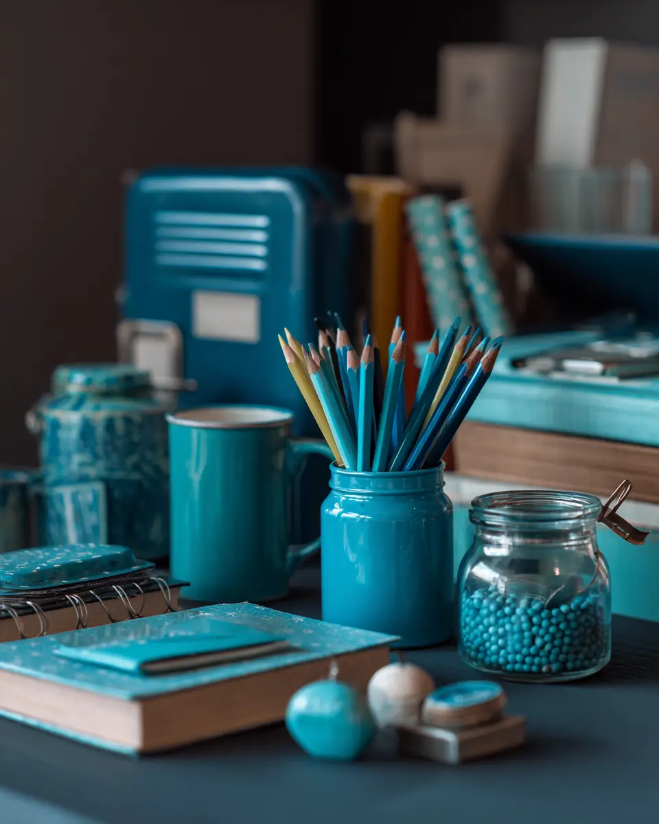 Turquoise Industrial Home Office Decor Ideas