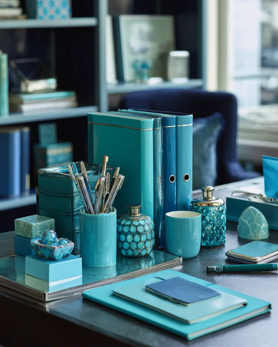 Turquoise Industrial Home Office Decor Ideas