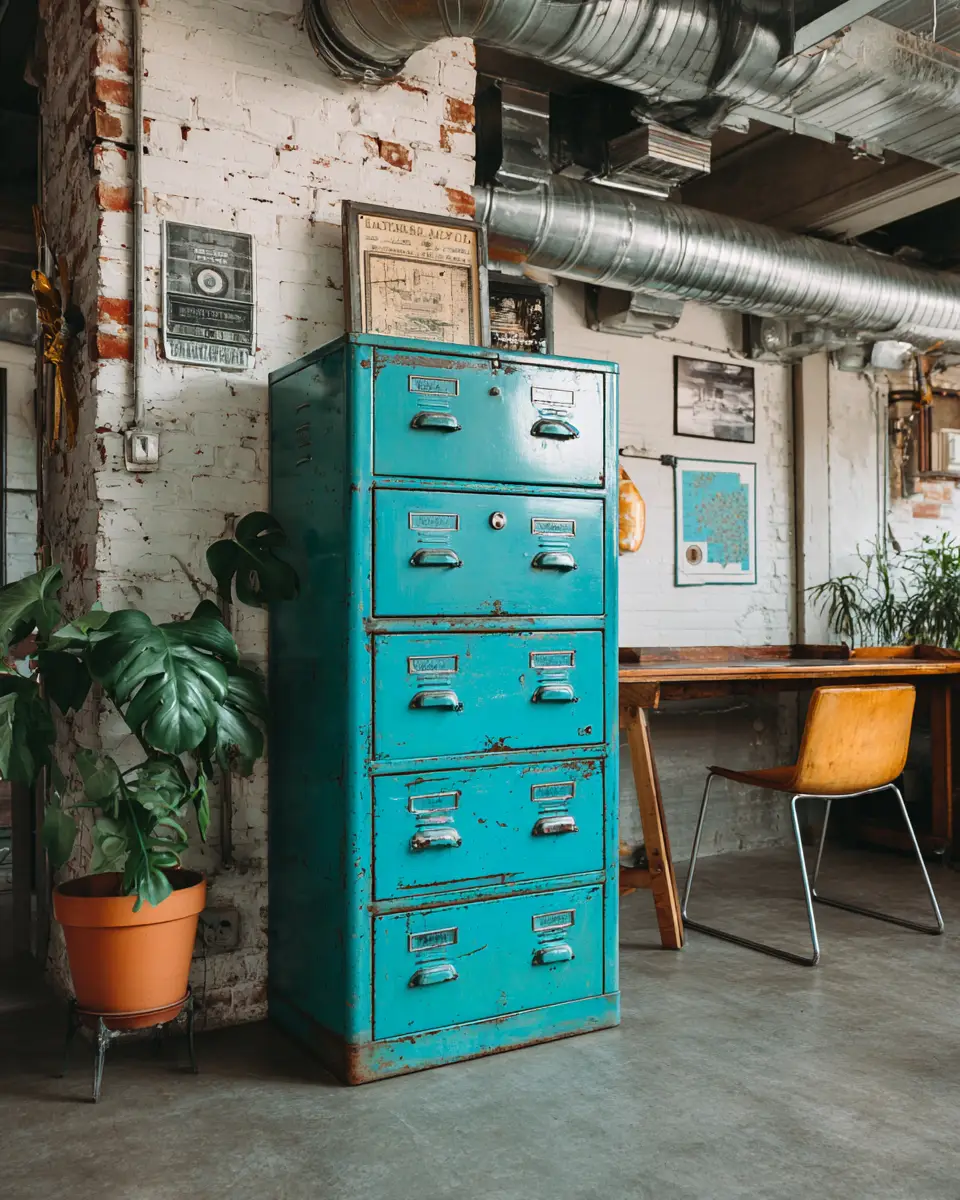 Turquoise Industrial Home Office Decor Ideas