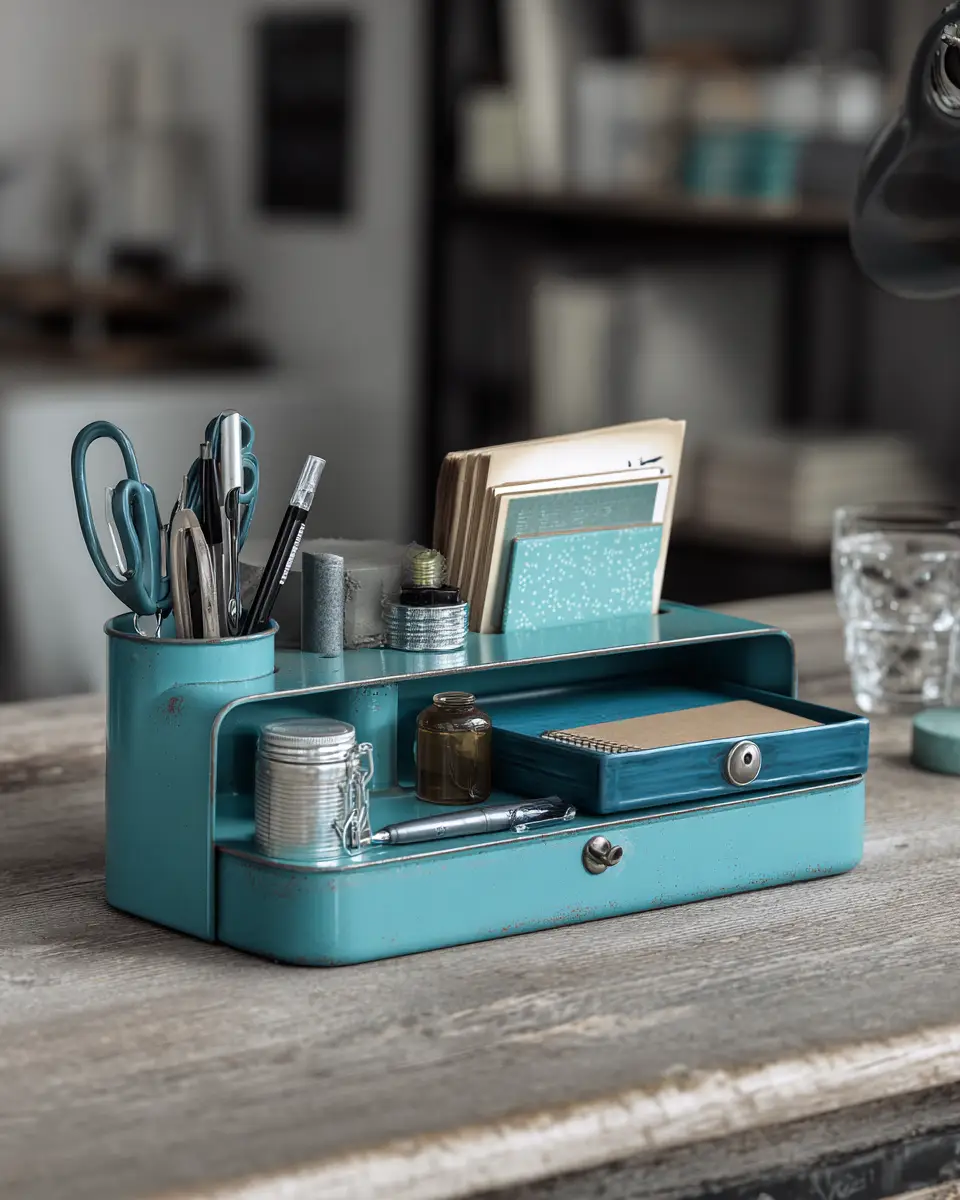 Turquoise Industrial Home Office Decor Ideas