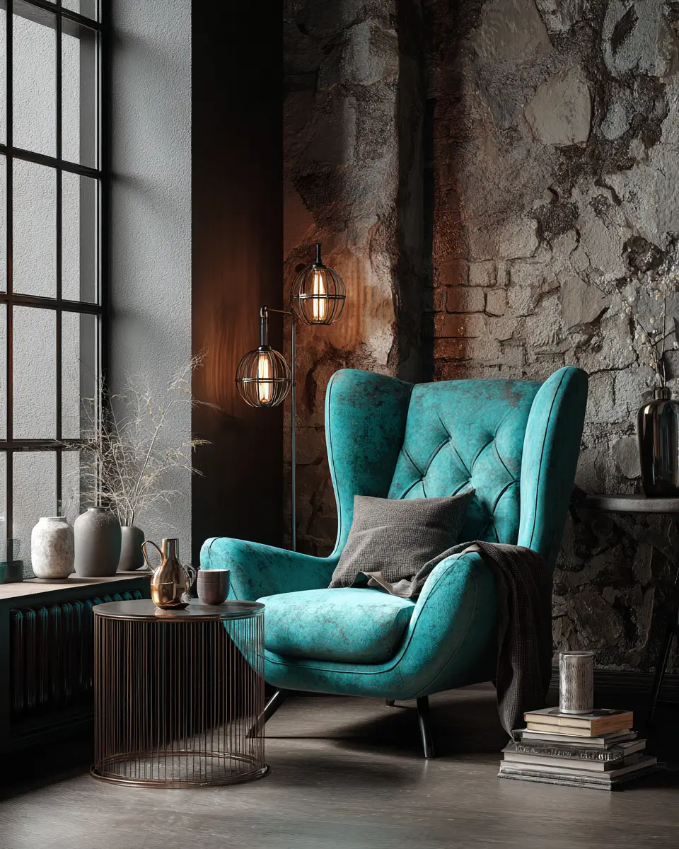 Turquoise Industrial Home Office Decor Ideas
