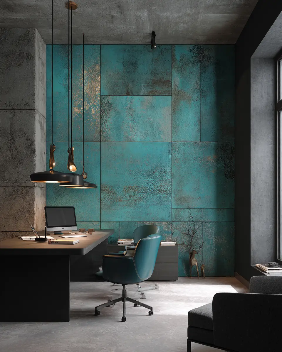 Turquoise Industrial Home Office Decor Ideas