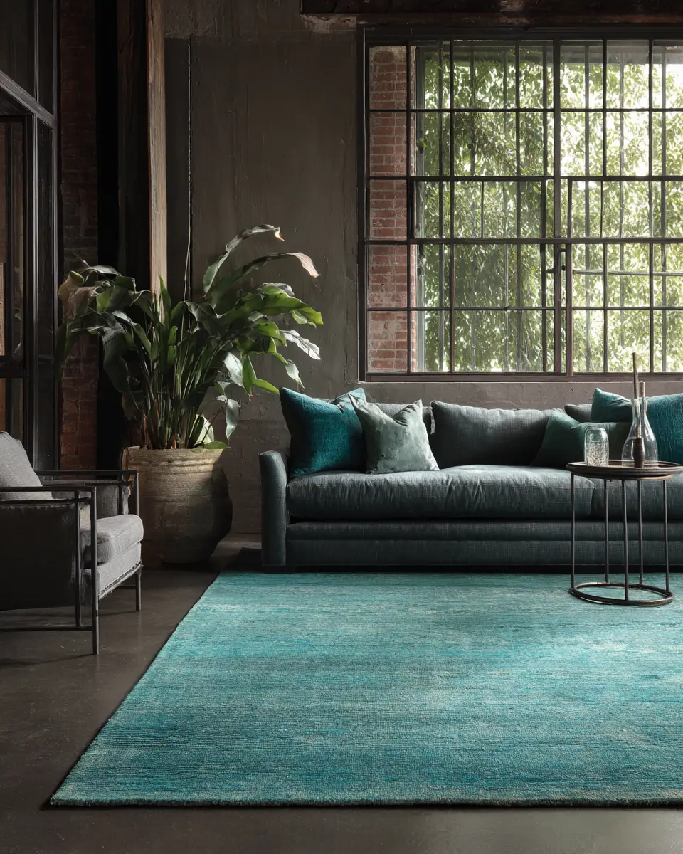 Turquoise Industrial Living Room Decor Ideas