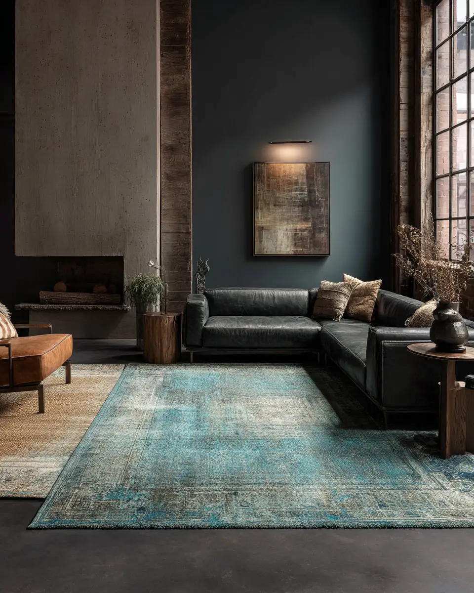 Turquoise Industrial Living Room Decor Ideas