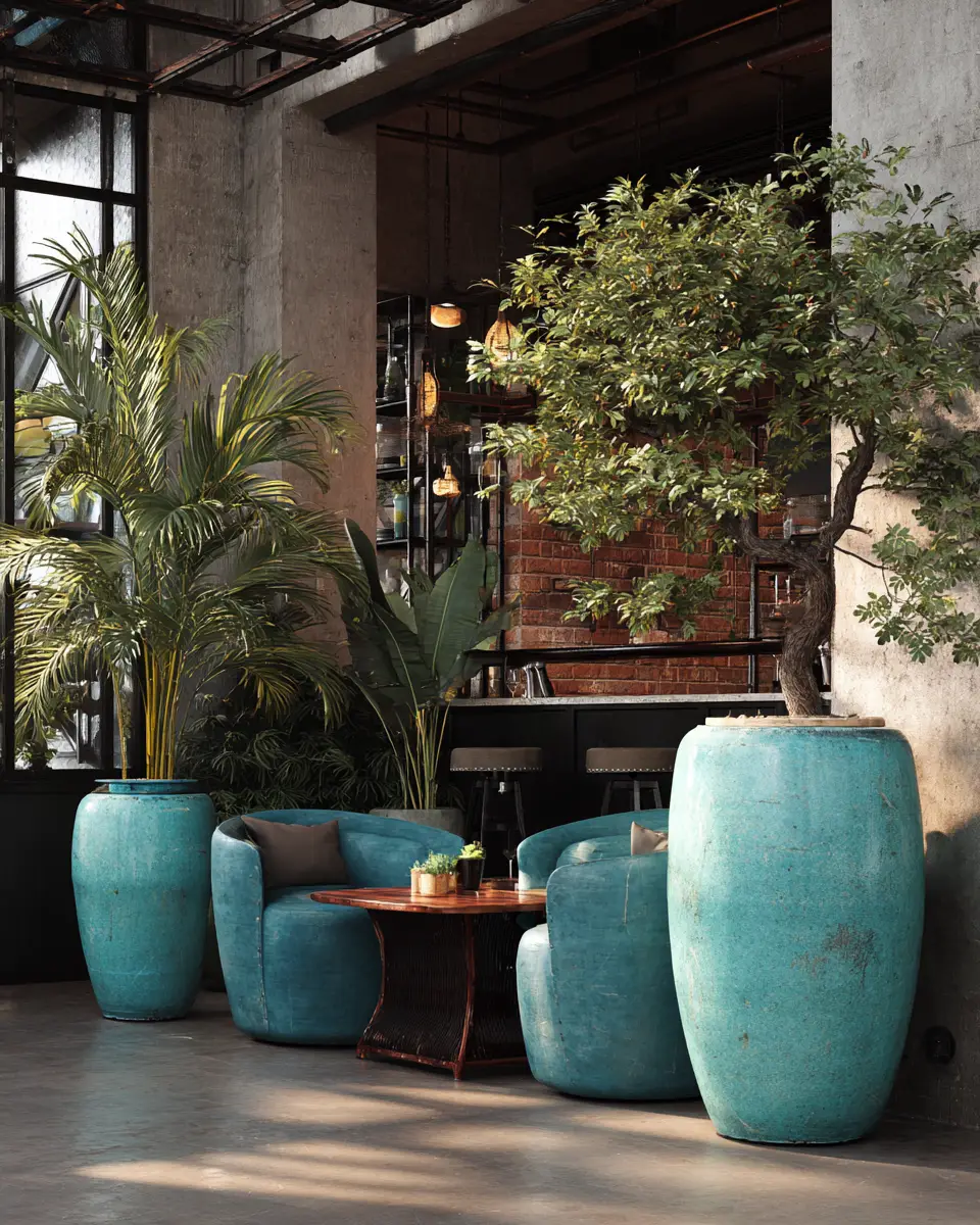 Turquoise Industrial Living Room Decor Ideas