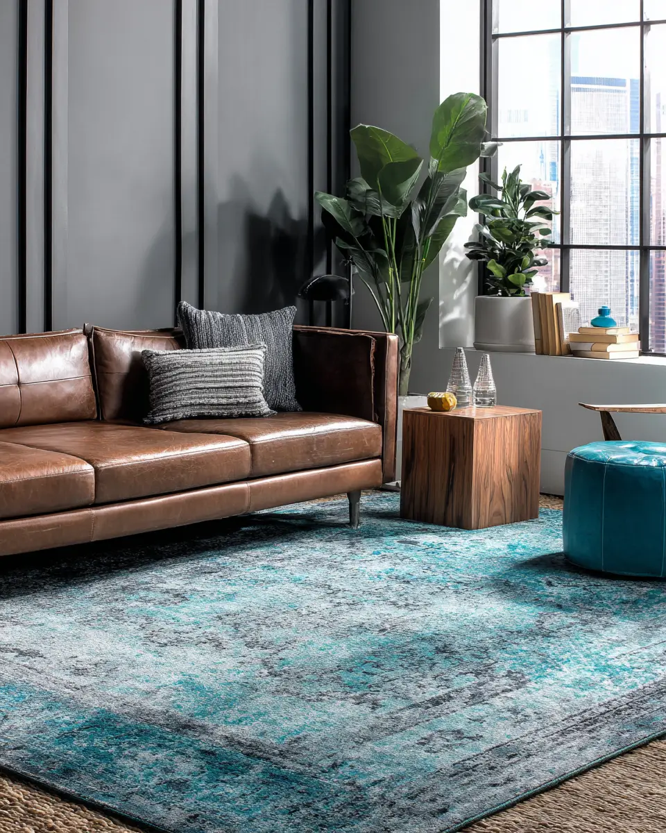Turquoise Industrial Living Room Decor Ideas