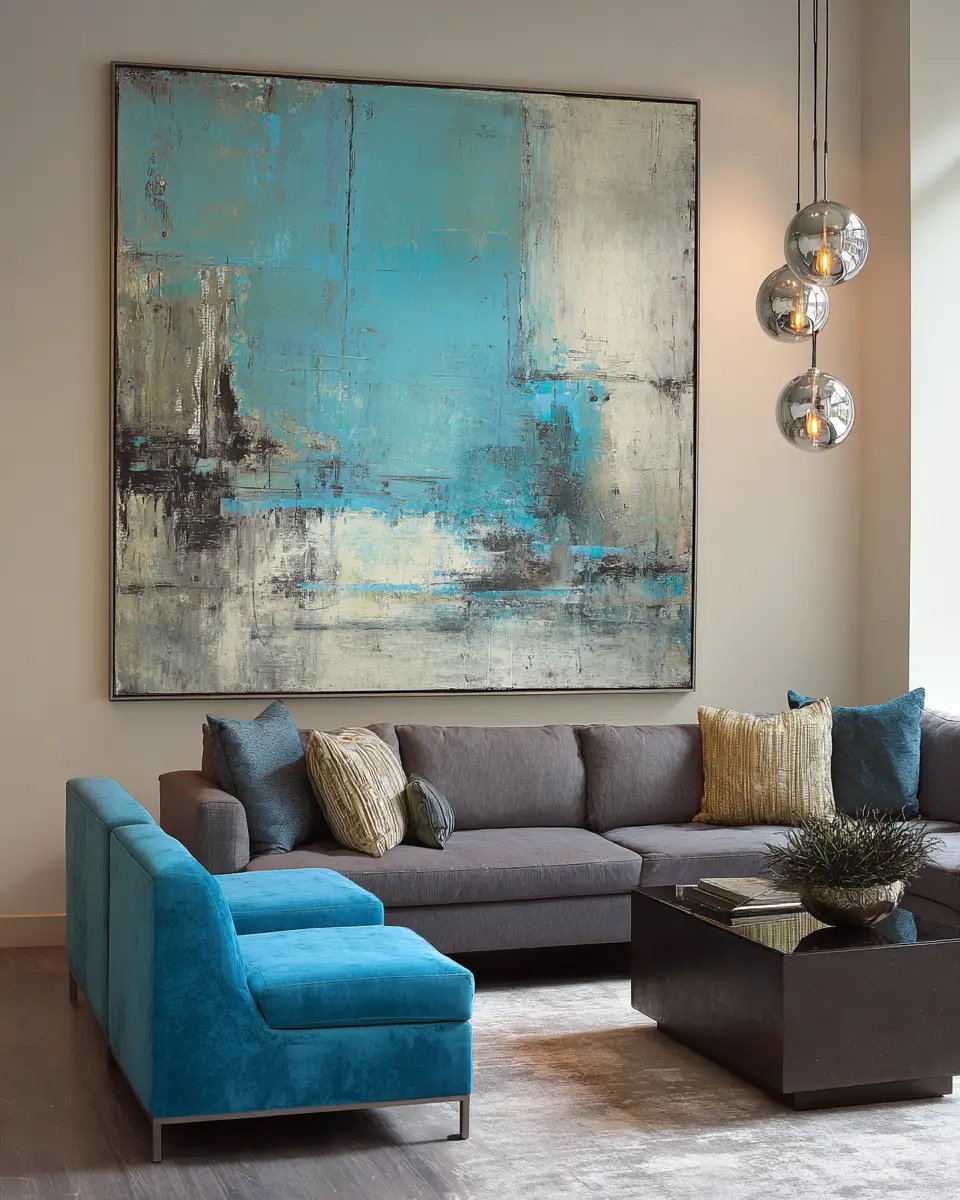 Turquoise Industrial Living Room Decor Ideas
