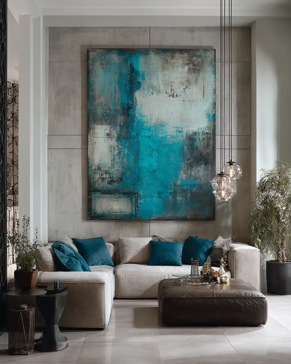 Turquoise Industrial Living Room Decor Ideas