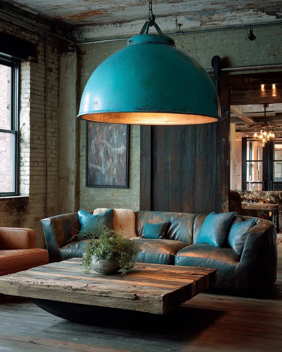 Turquoise Industrial Living Room Decor Ideas