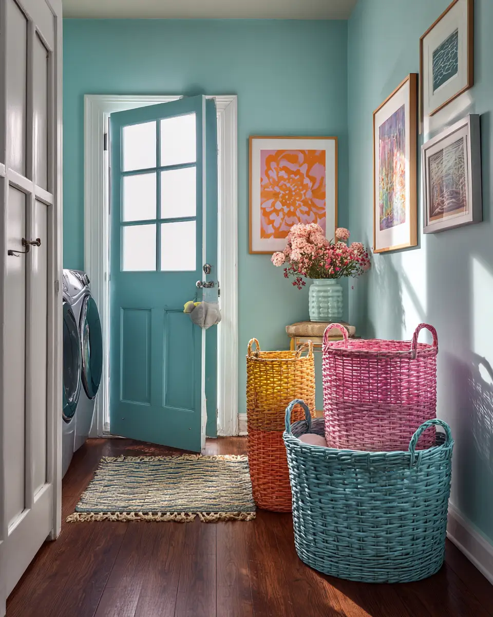 Turquoise Mid-Century Modern Laundry Room Decor Ideas