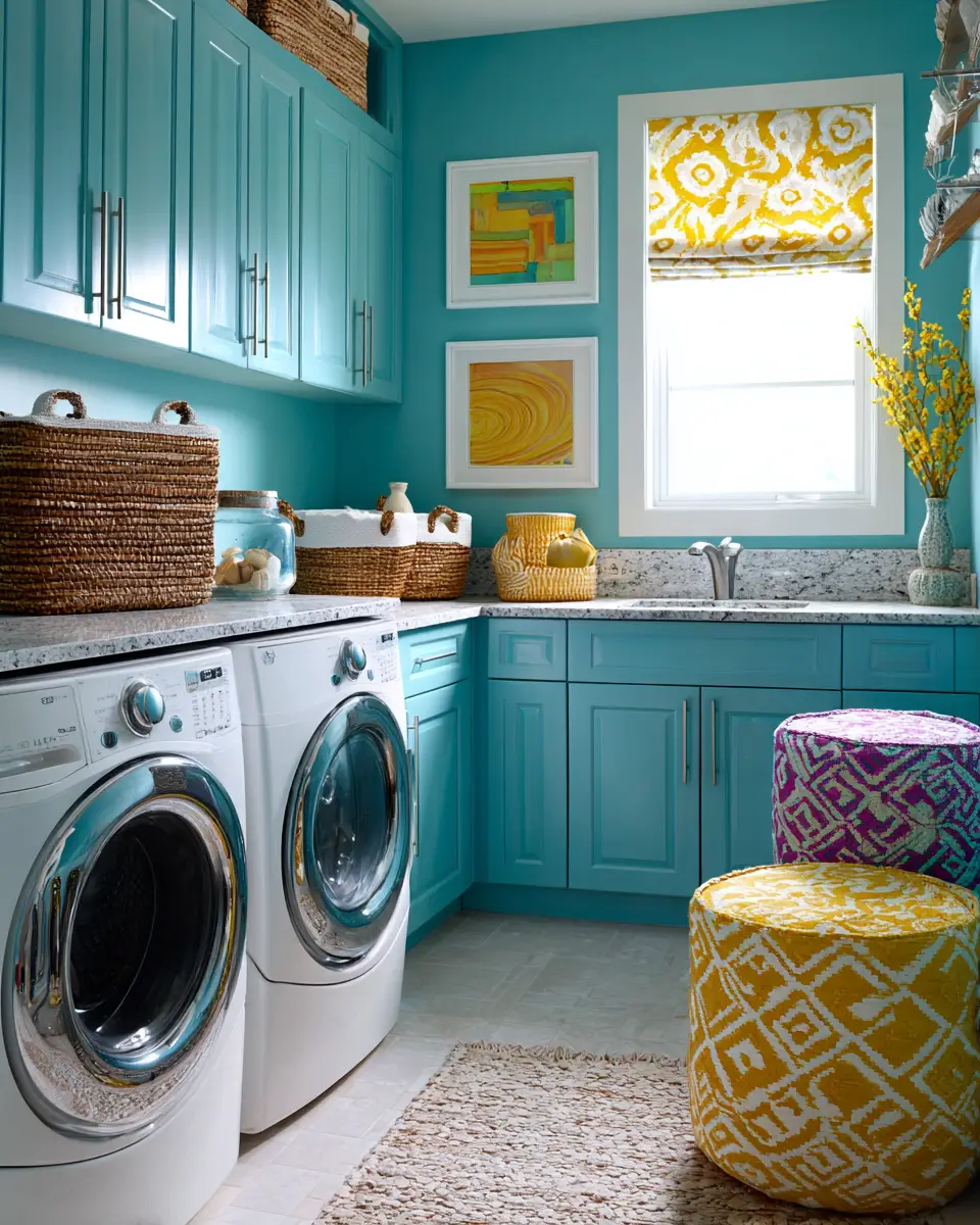 Turquoise Mid-Century Modern Laundry Room Decor Ideas