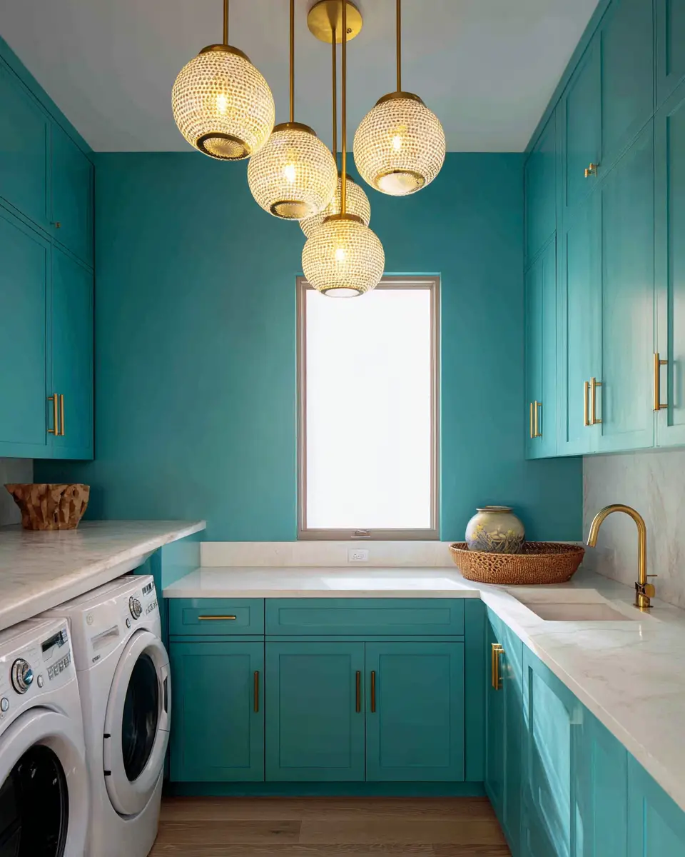 Turquoise Mid-Century Modern Laundry Room Decor Ideas