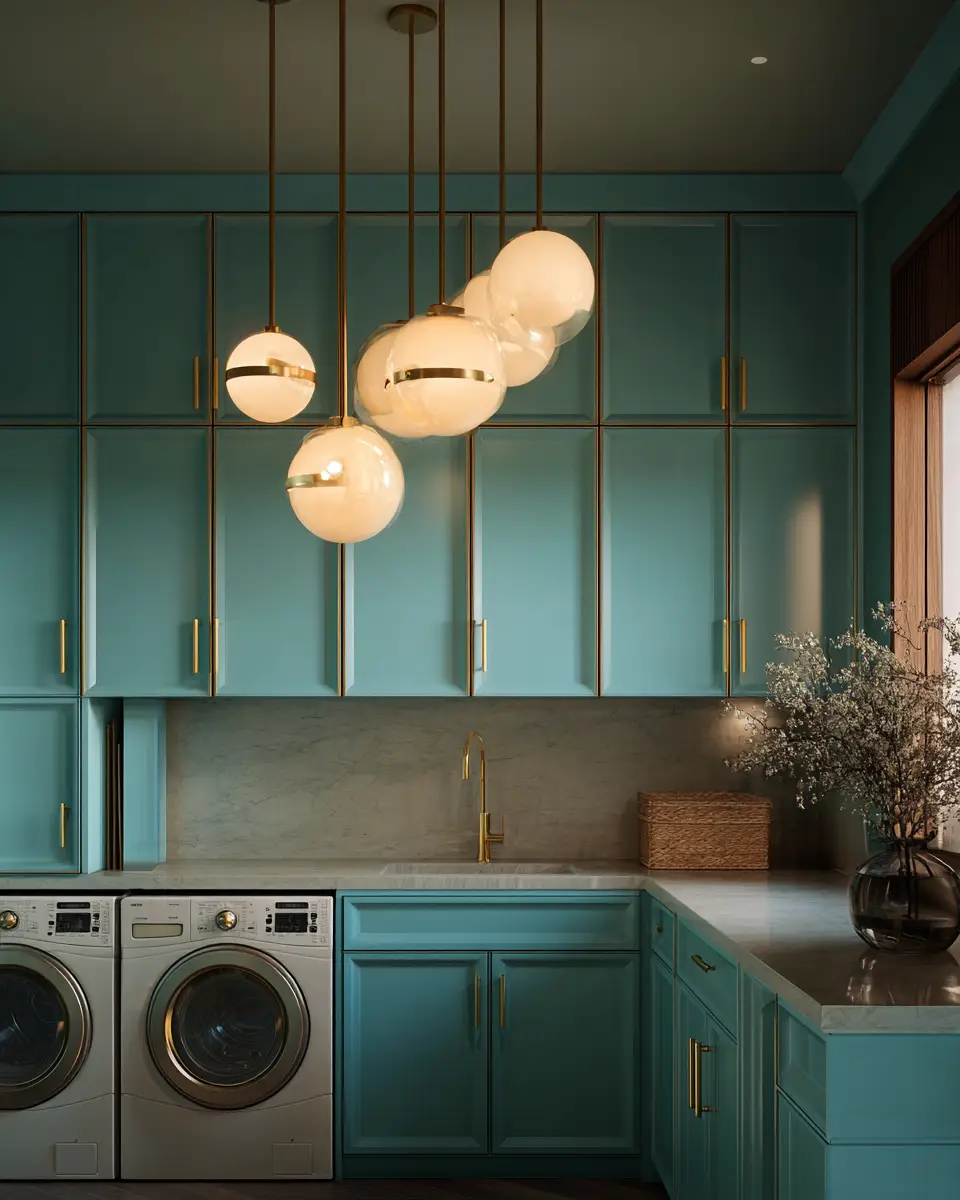 Turquoise Mid-Century Modern Laundry Room Decor Ideas