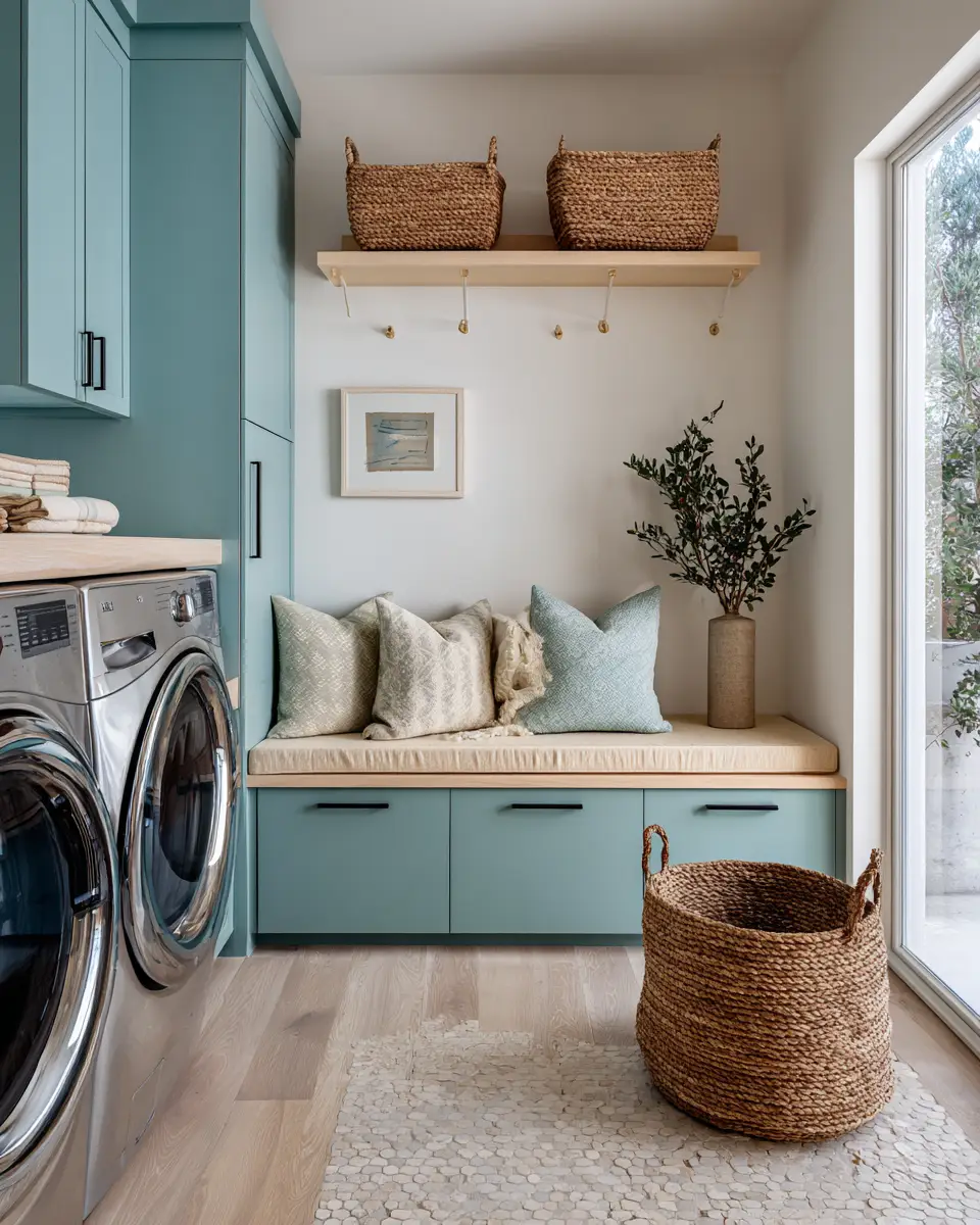 Turquoise Mid-Century Modern Laundry Room Decor Ideas