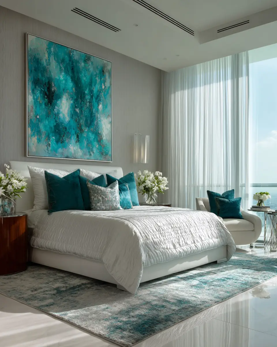 Turquoise Minimalist Bedroom Decor Ideas - Featured