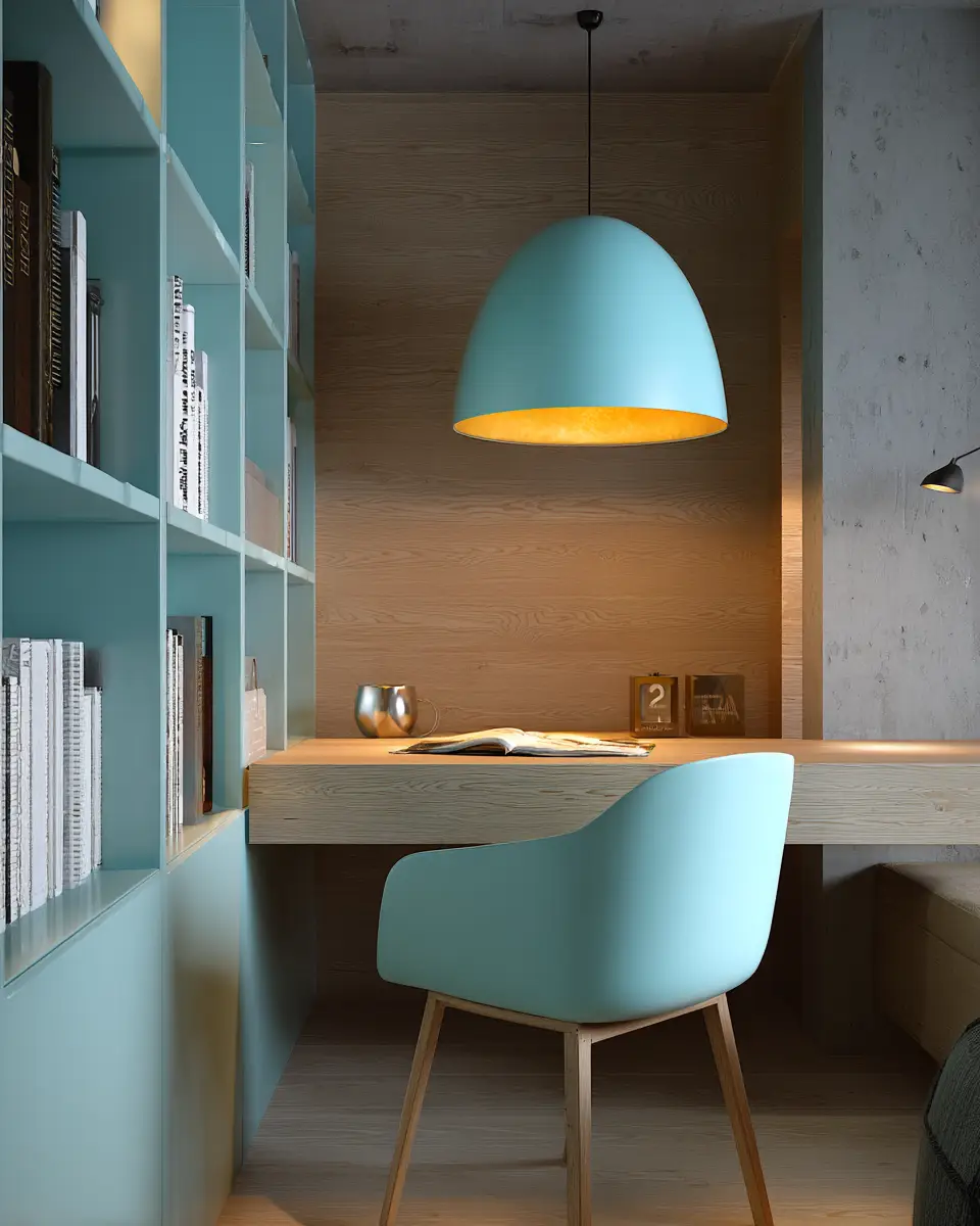 Turquoise Modern Home Office Decor Ideas - Featured