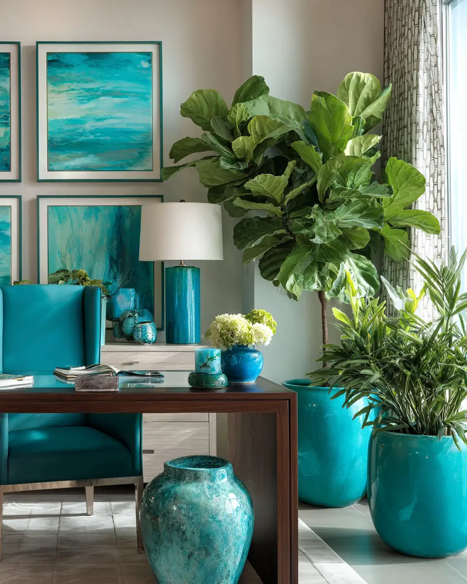 Turquoise Modern Home Office Decor Ideas